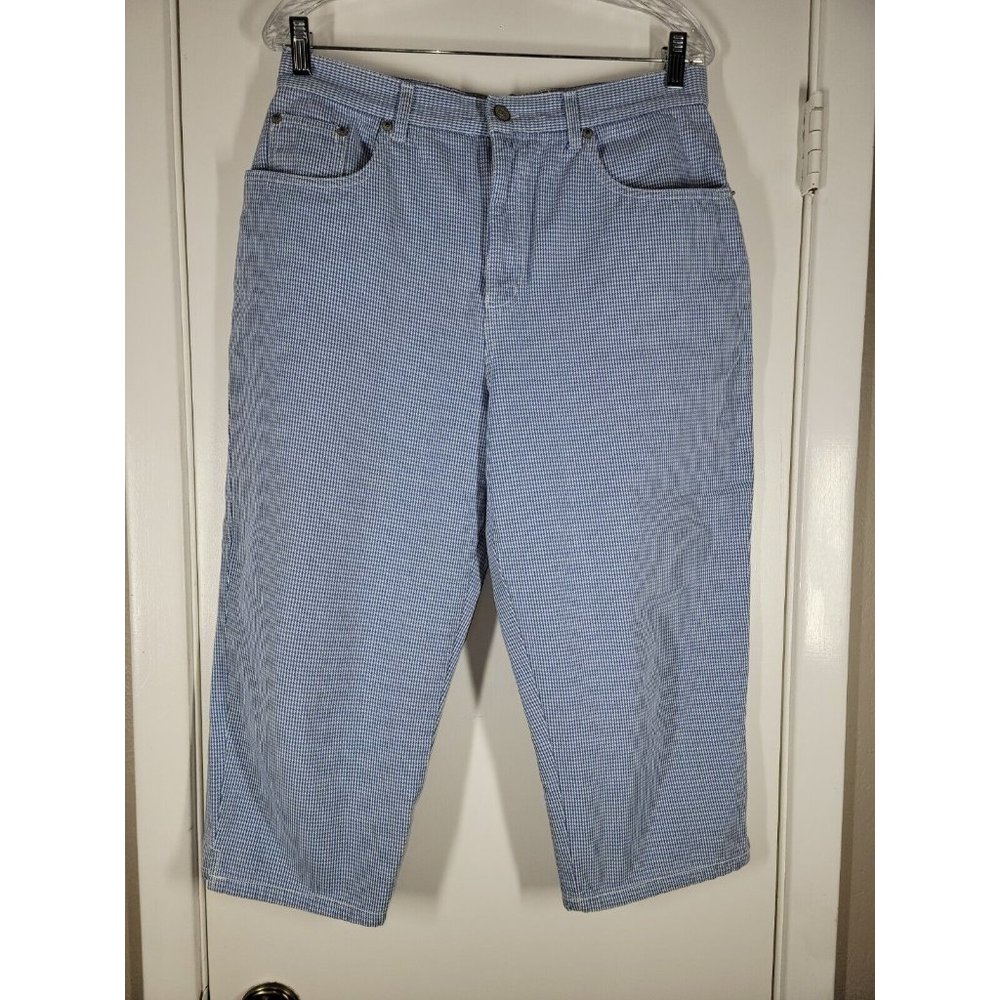 Bill Blass Capri Pants pants Womens 12 blue white houndstooth Easy Fit
